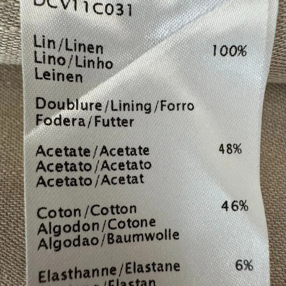 Gerard Darel Paris 100% Linen Oatmeal Light Tan Blazer Utility Jacket Size 14 - Picture 10 of 15